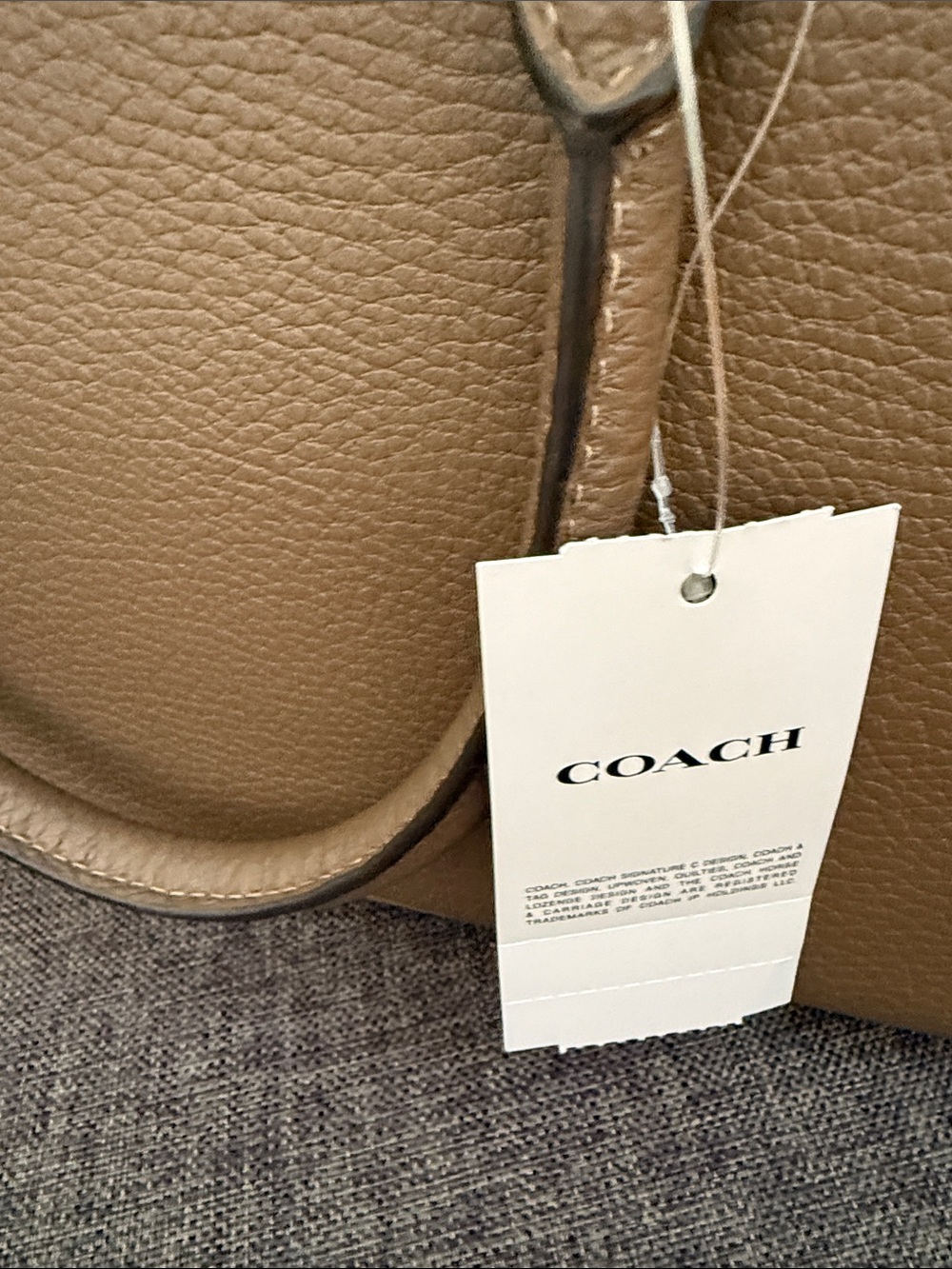 COACH Taupe dark stone Pebbled Leather Dome Satchel with Gold Hardware NWT - Picture 6 of 12